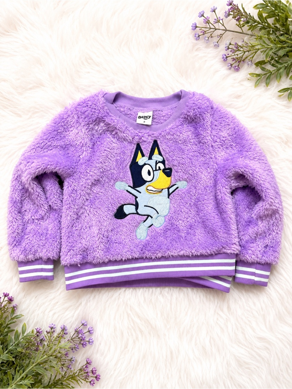 Kids Bluey Purple Fuzzy Pullover -